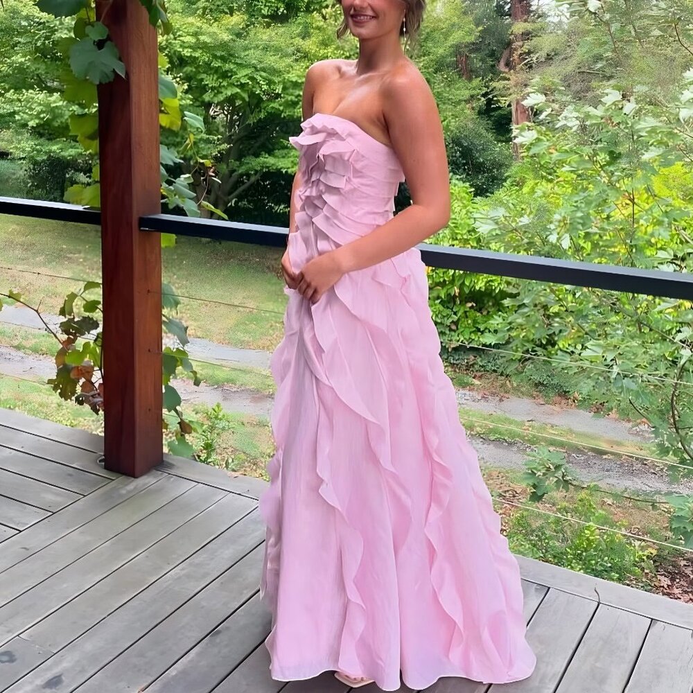 Aje  allairie strapless ruffled faille gown